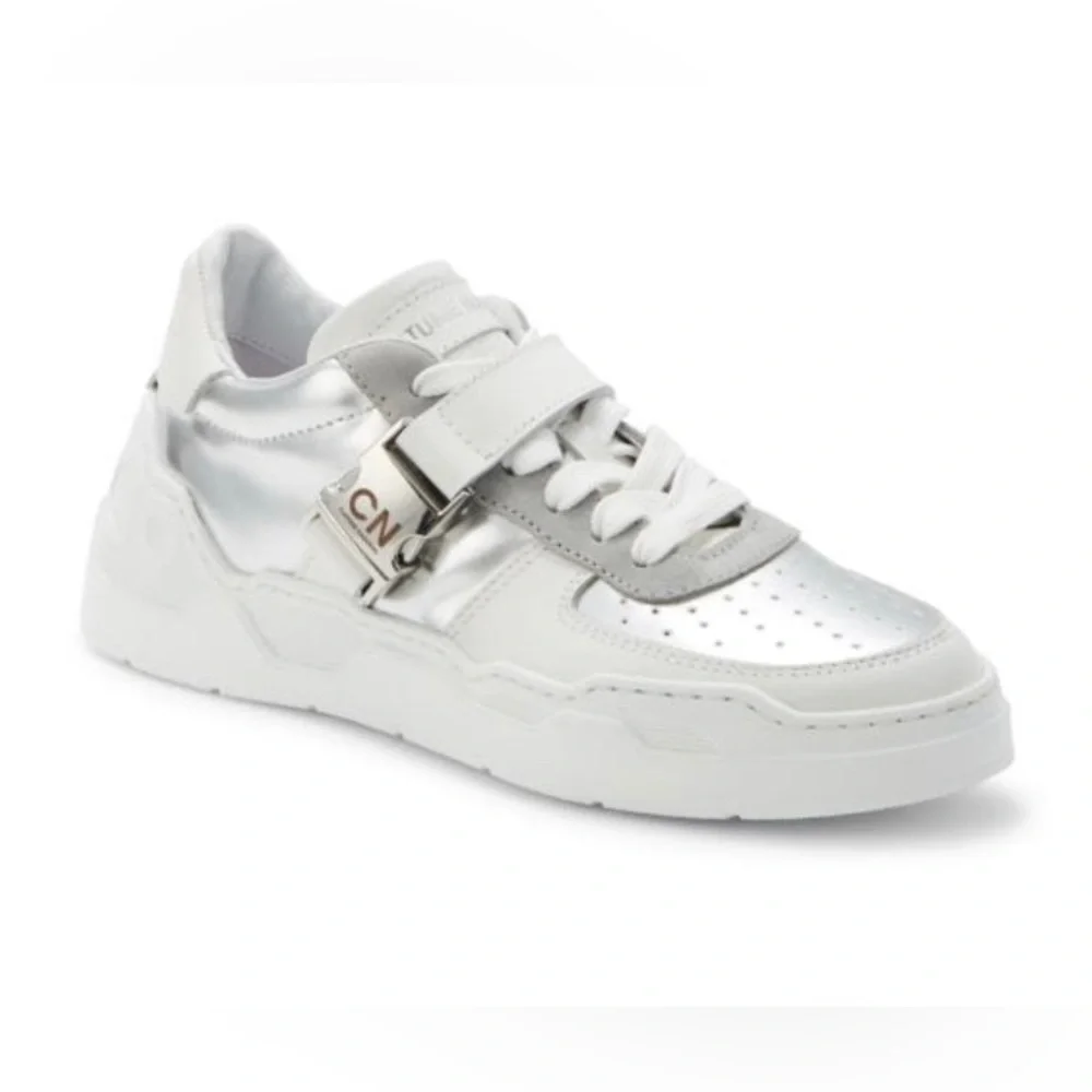 COSTUME NATIONAL Metallic Leather Sneakers. Size 38 B . New - Picture 2 of 11